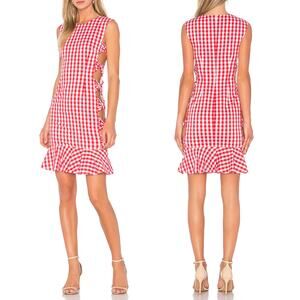 Fame & Partners Giovana Dress Red White Gingham Cut Out Revolve SZ 4 US NWT